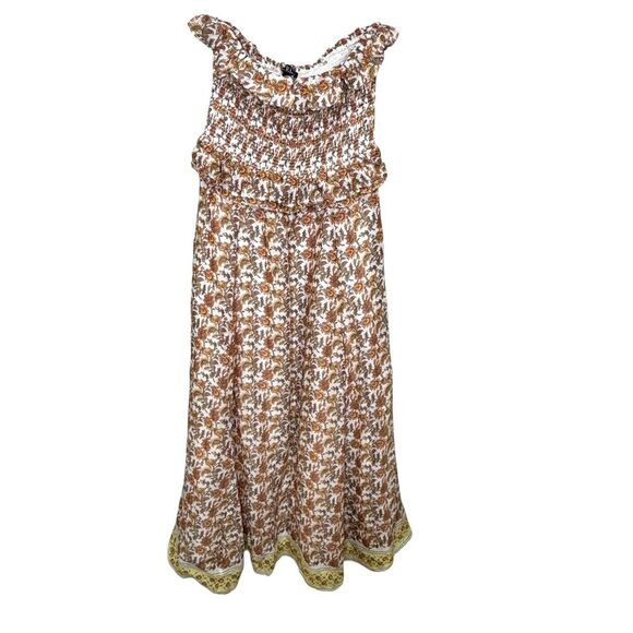 J.Crew Dress Womens Small Multi Floral Smocked Strapless Convertible Midi CK836 - Picture 1 of 10